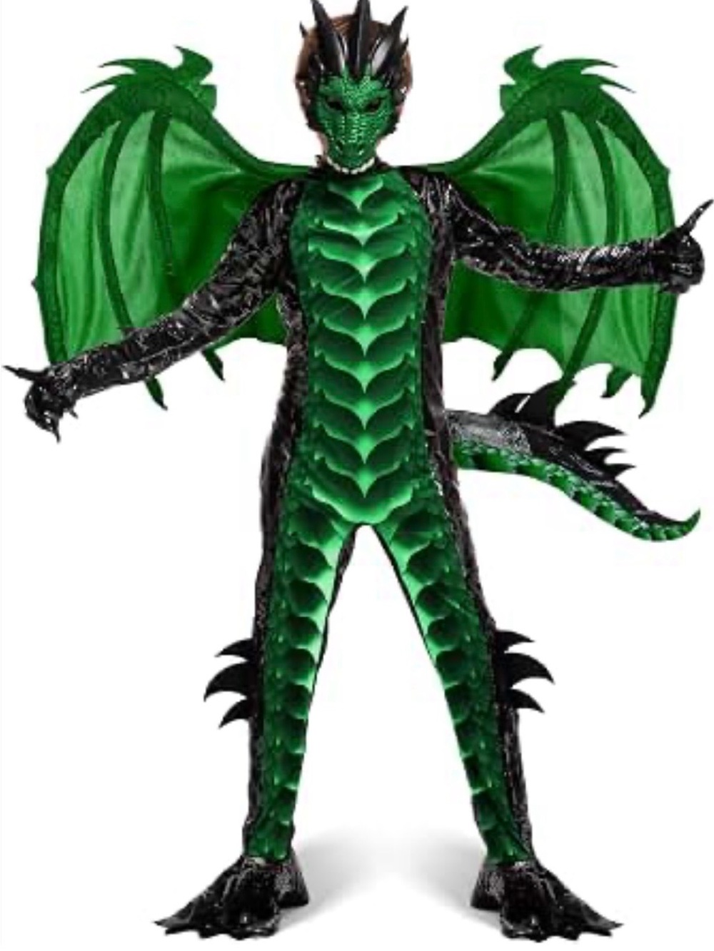 Emerald Scale Dragon Costume with Wings and Tail